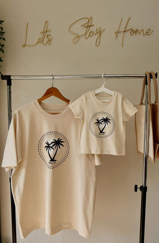 Black Palm Matching parent and child T shirt - Unisex