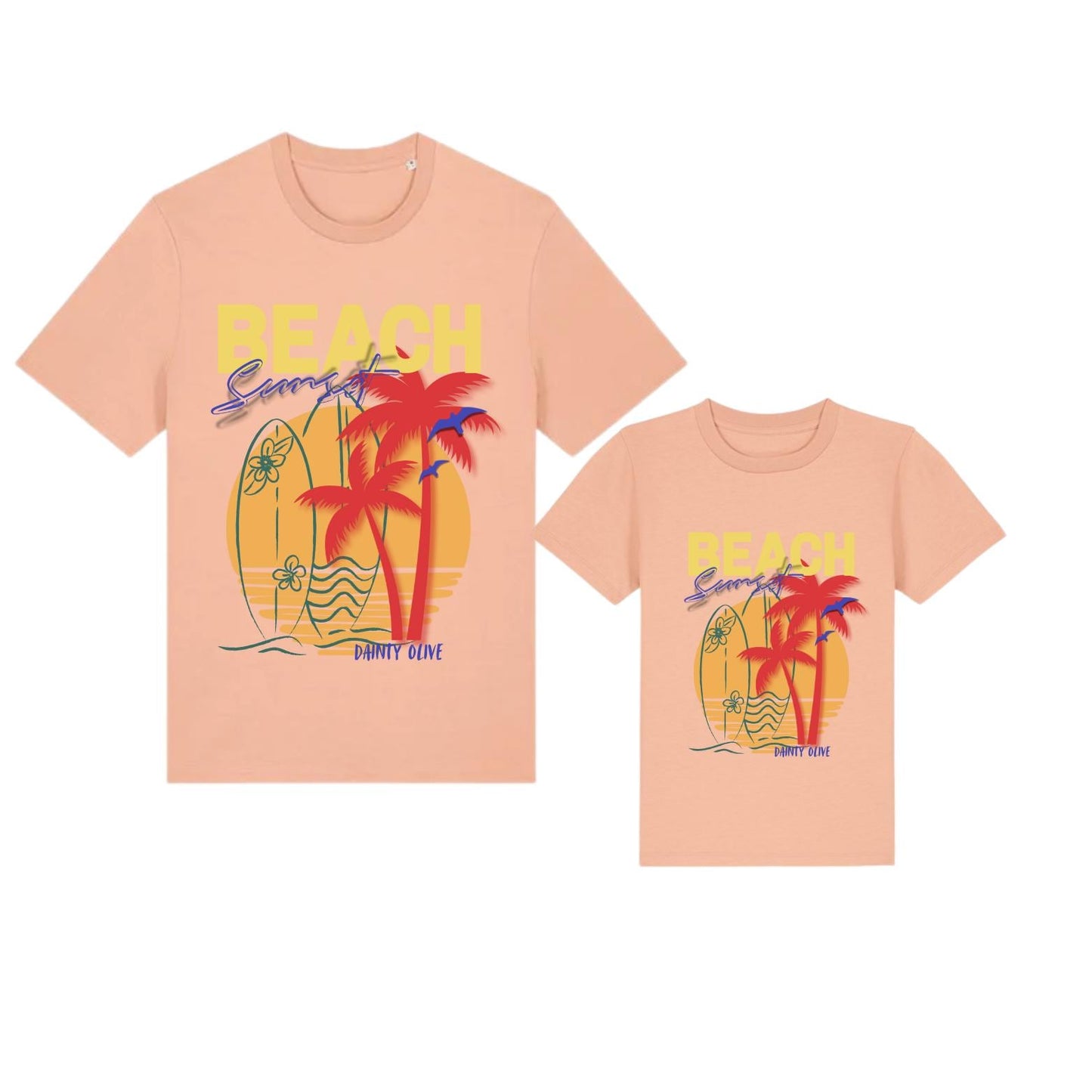 Beach Sunset Matching parent and child T shirt - Unisex